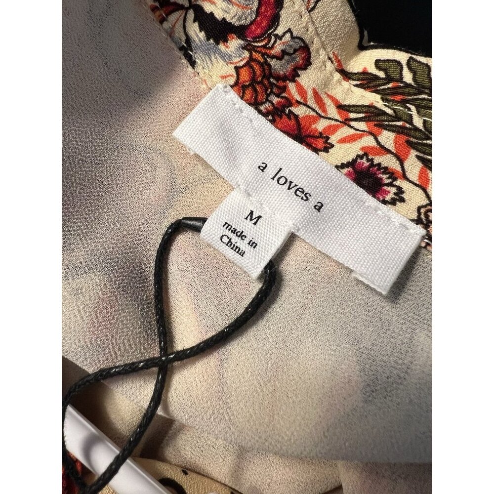 A Loves A Midi Dress M NWT Floral Boho Tiered Oversized Collared Button Front - Picture 14 of 15